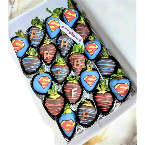 20pcs SUPERMAN Chocolate Strawberries Gift Box (Custom Wording)